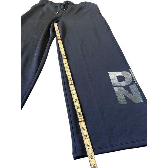 DKNY Y2LK Trrack Pants Womens Medium Black Logo Flare Hem City Athleisure - Picture 9 of 11